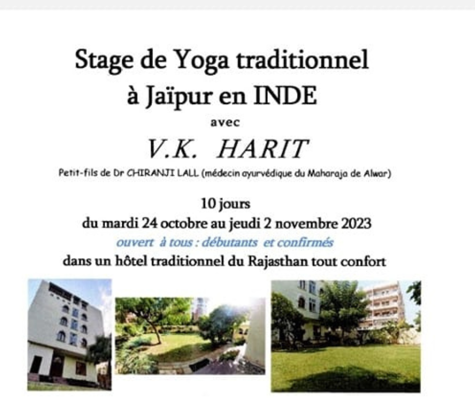 Inscription stage de yoga 2023 à Jaipur en Inde